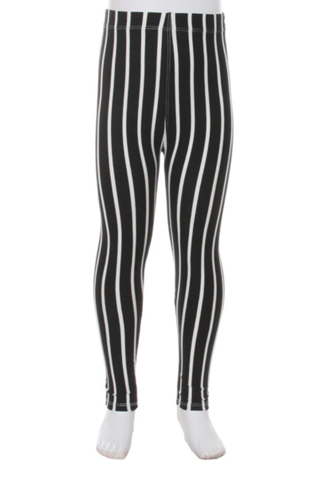 Buttery Soft Black Vertical Pinstripe Kids Leggings