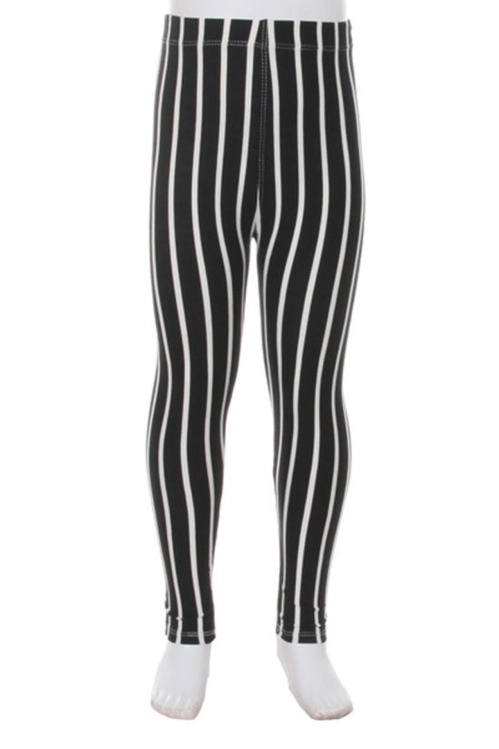 Buttery Soft Black Vertical Pinstripe Kids Leggings