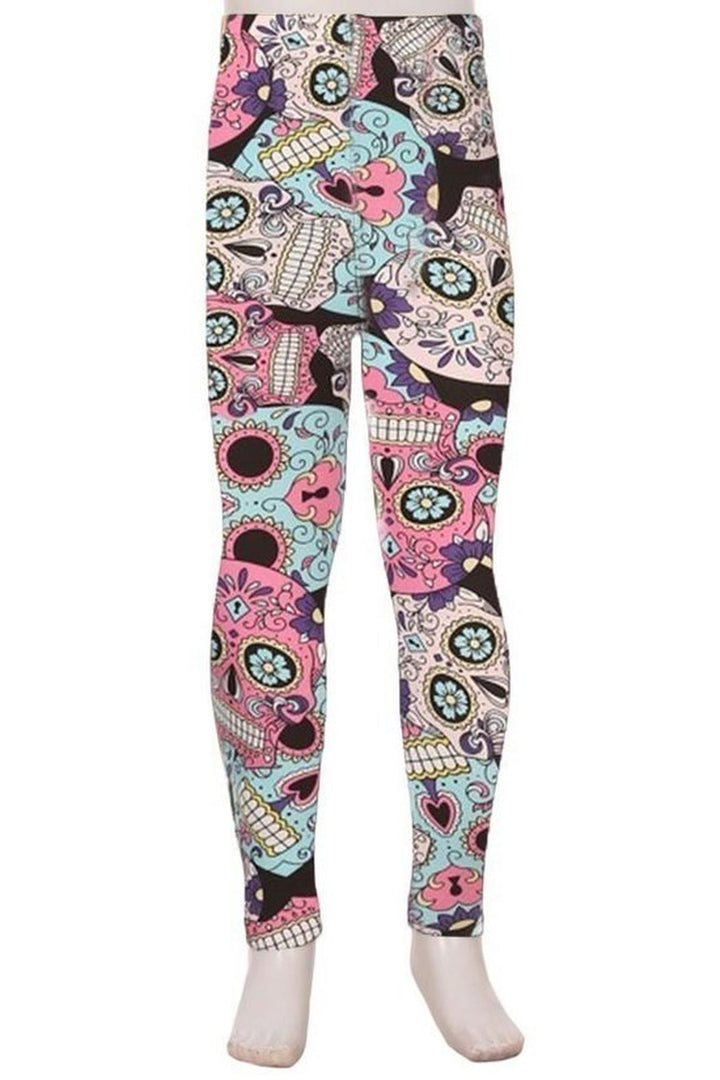 Buttery Soft Pastel Sugar Skull Kids Leggings