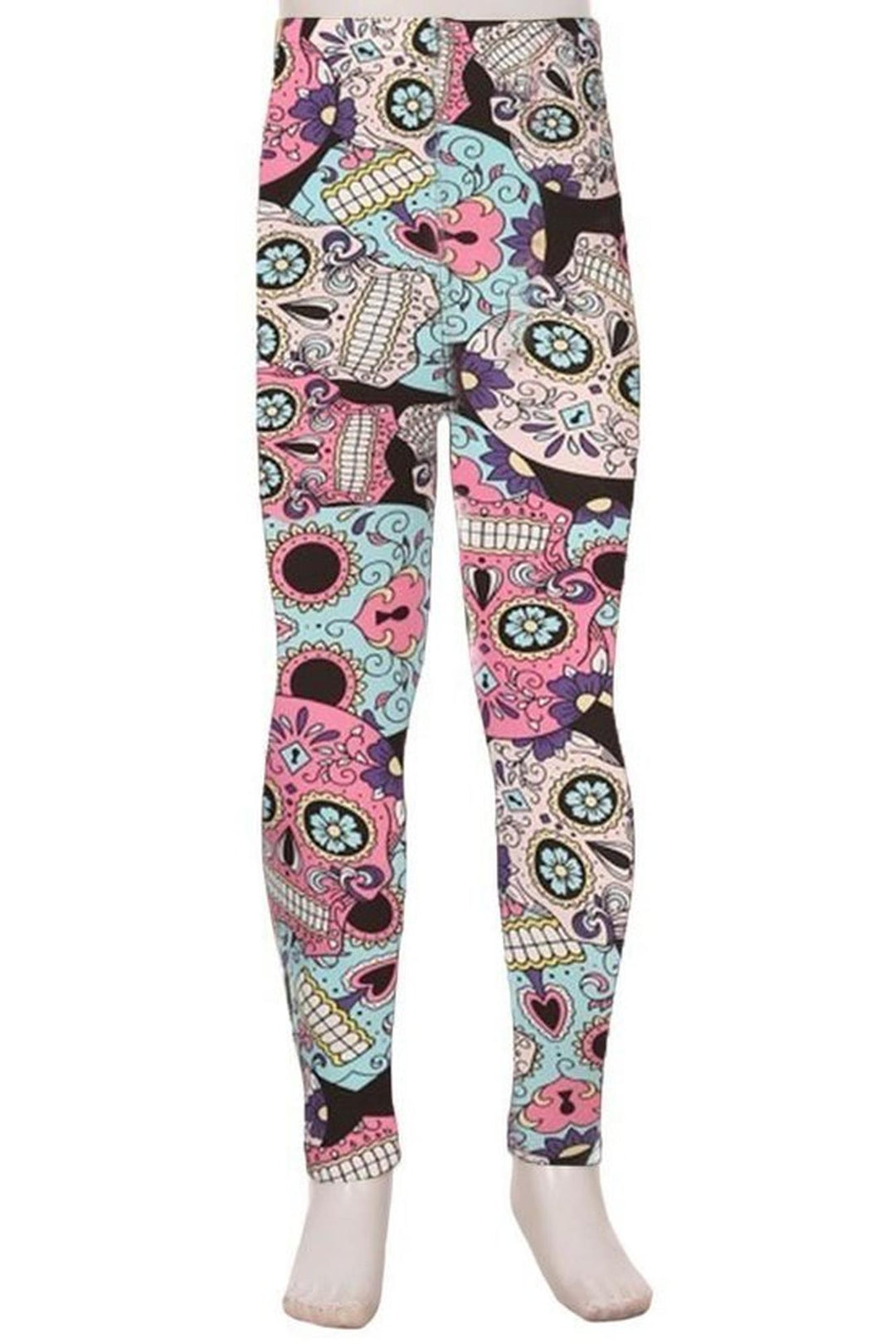 Buttery Soft Pastel Sugar Skull Kids Leggings