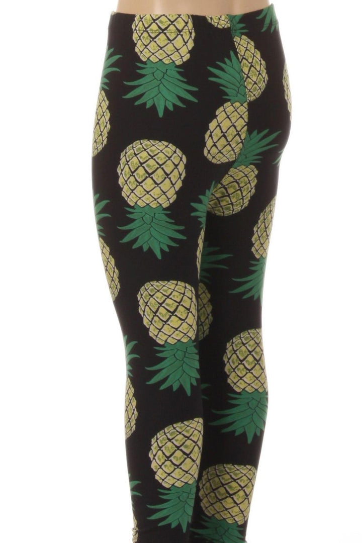 Buttery Soft Green Pineapple Kids Leggings - EEVEE