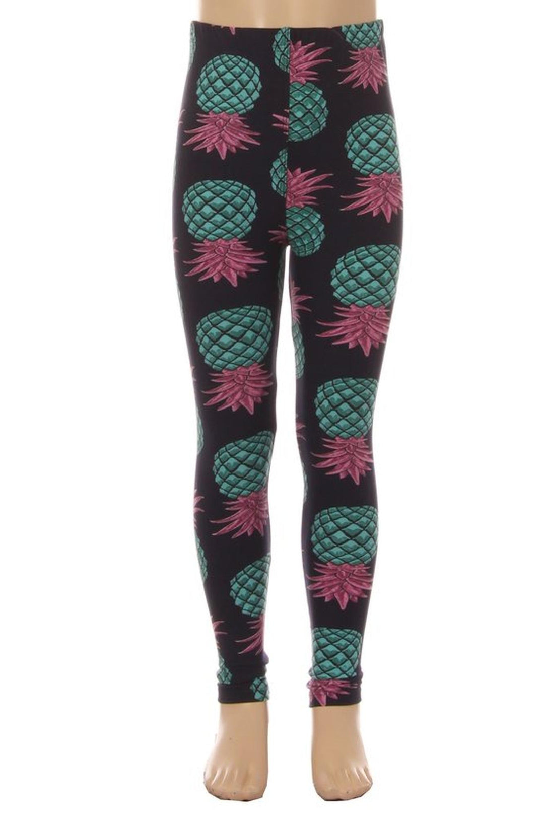 Buttery Soft Teal Pineapple Kids Leggings - EEVEE