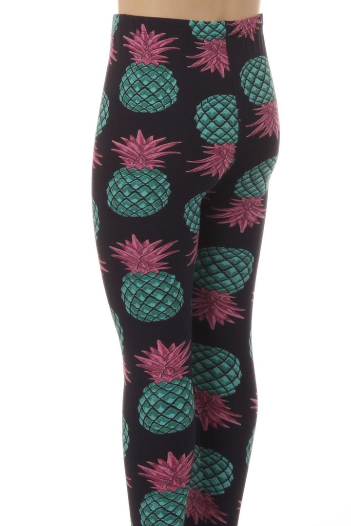 Buttery Soft Teal Pineapple Kids Leggings - EEVEE