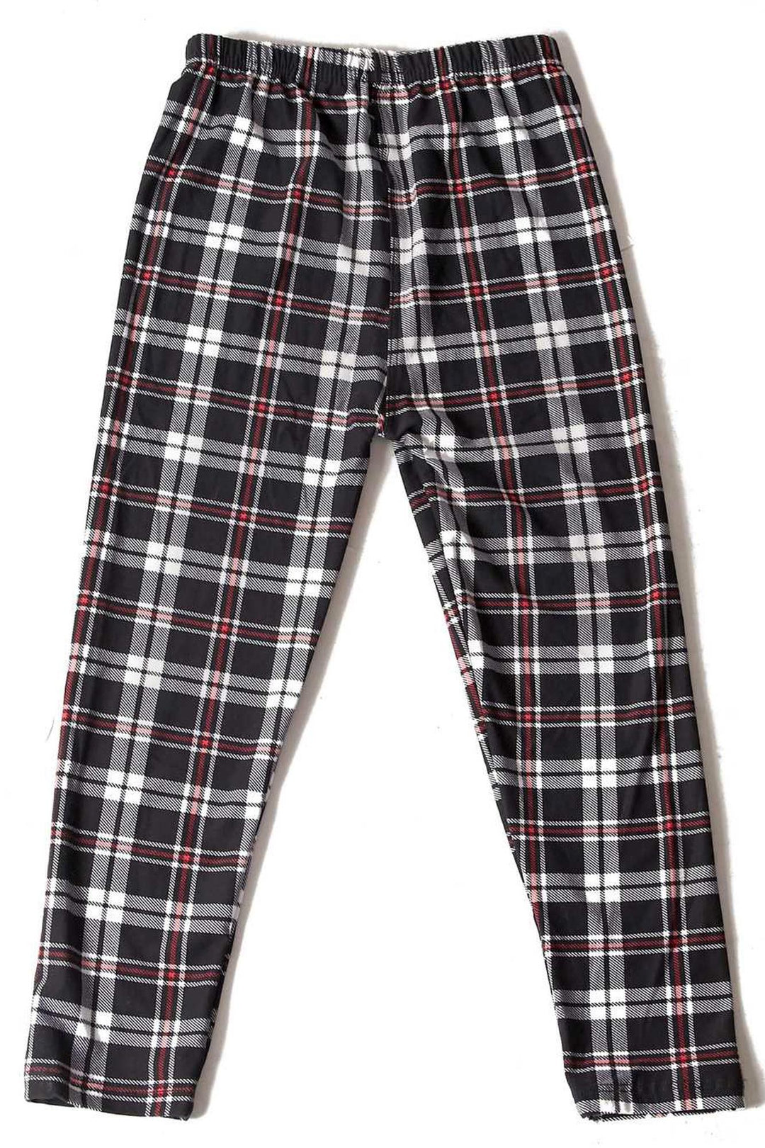 Buttery Soft Burgundy Stripes Plaid Kids Leggings