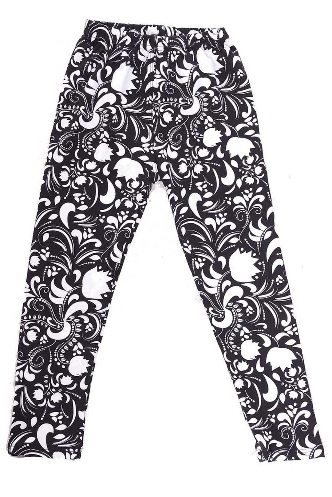 Buttery Soft Monochrome Spring Floral Kids Leggings