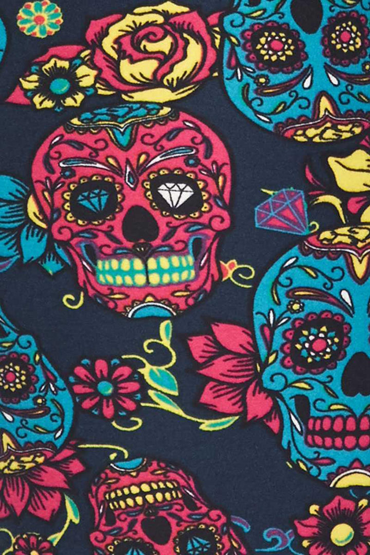 Buttery Soft Red and Blue Sugar Skull Kids Leggings