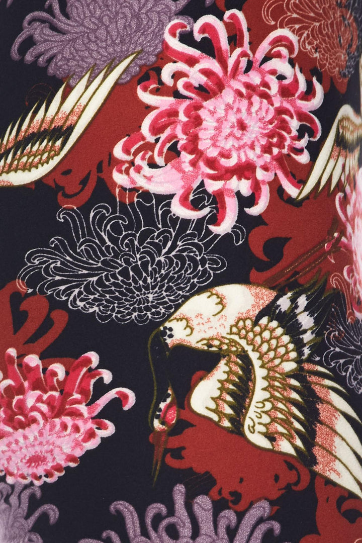 Buttery Soft Japanese Cranes and Chrysanthemums Kids Leggings