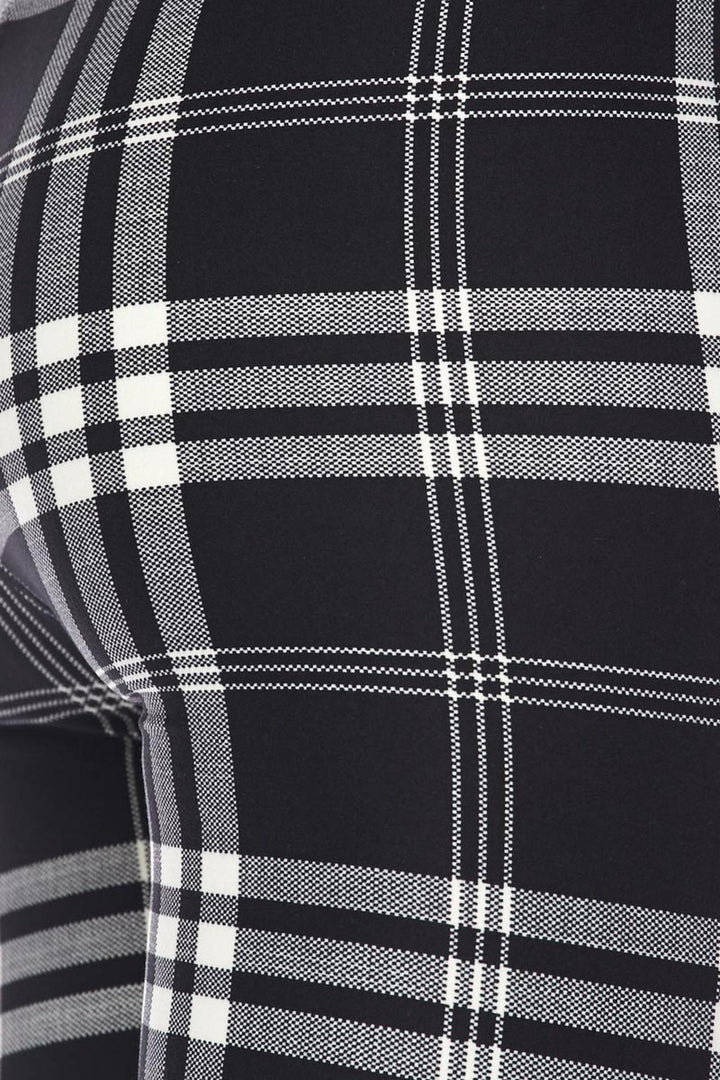 Buttery Soft Black and White Plaid Kids Leggings
