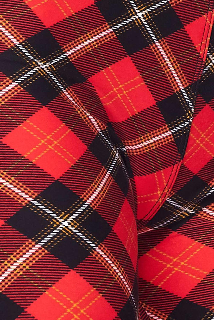 Buttery Soft Classic Red Plaid Kids Leggings