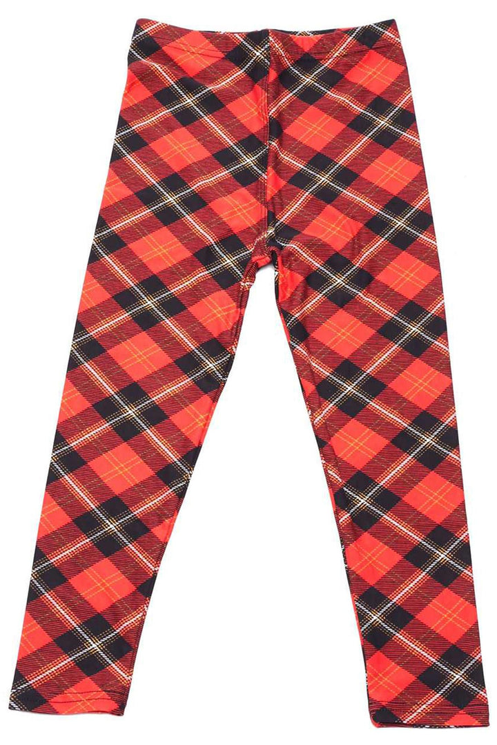 Buttery Soft Classic Red Plaid Kids Leggings