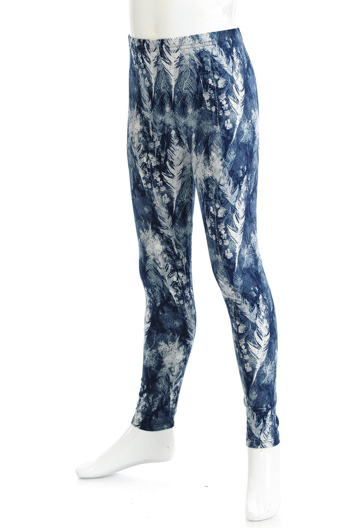 Buttery Soft Feather Blue Kids Leggings