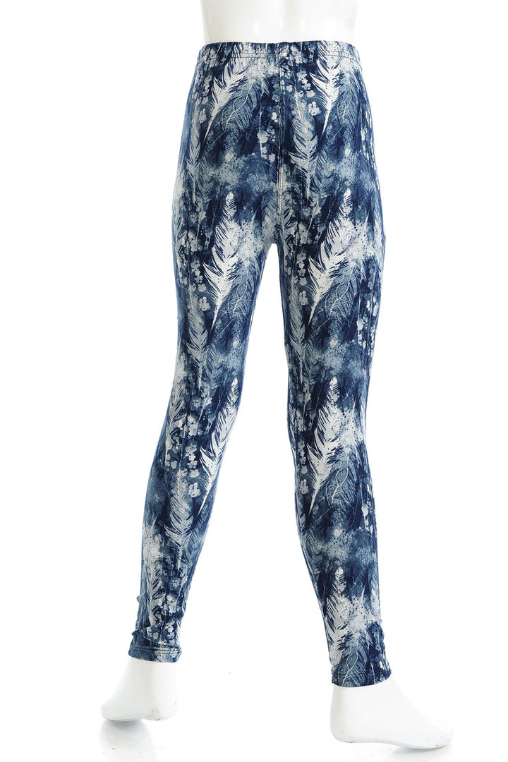Buttery Soft Feather Blue Kids Leggings