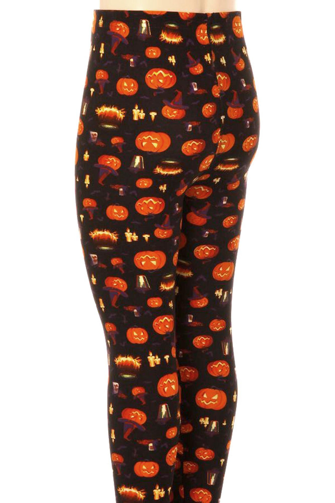 Buttery Soft Pumpkins Cauldrons and Candles Kids Halloween Leggings