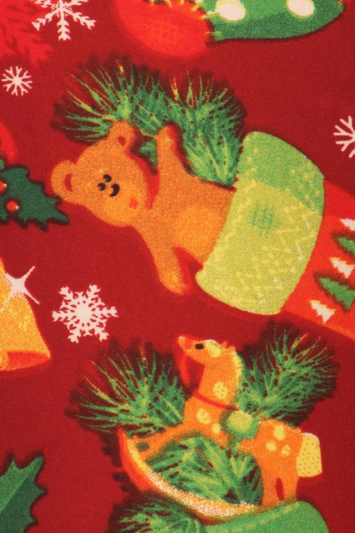 Buttery Soft Ruby Red Christmas Stocking Kids Leggings