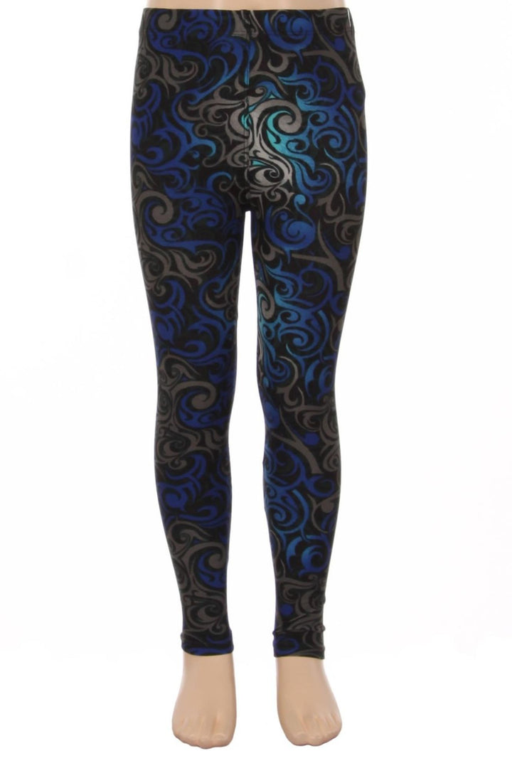 Buttery Soft Blue Twisted Swirl Kids Leggings