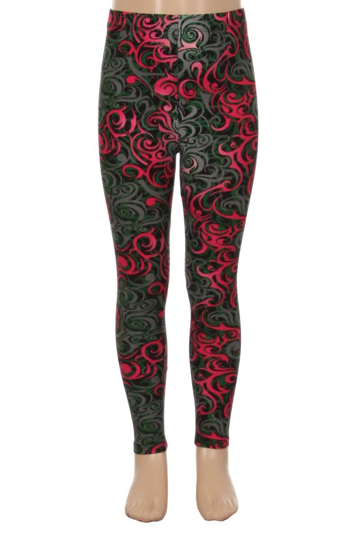 Buttery Soft Fuchsia Twisted Swirl Kids Leggings