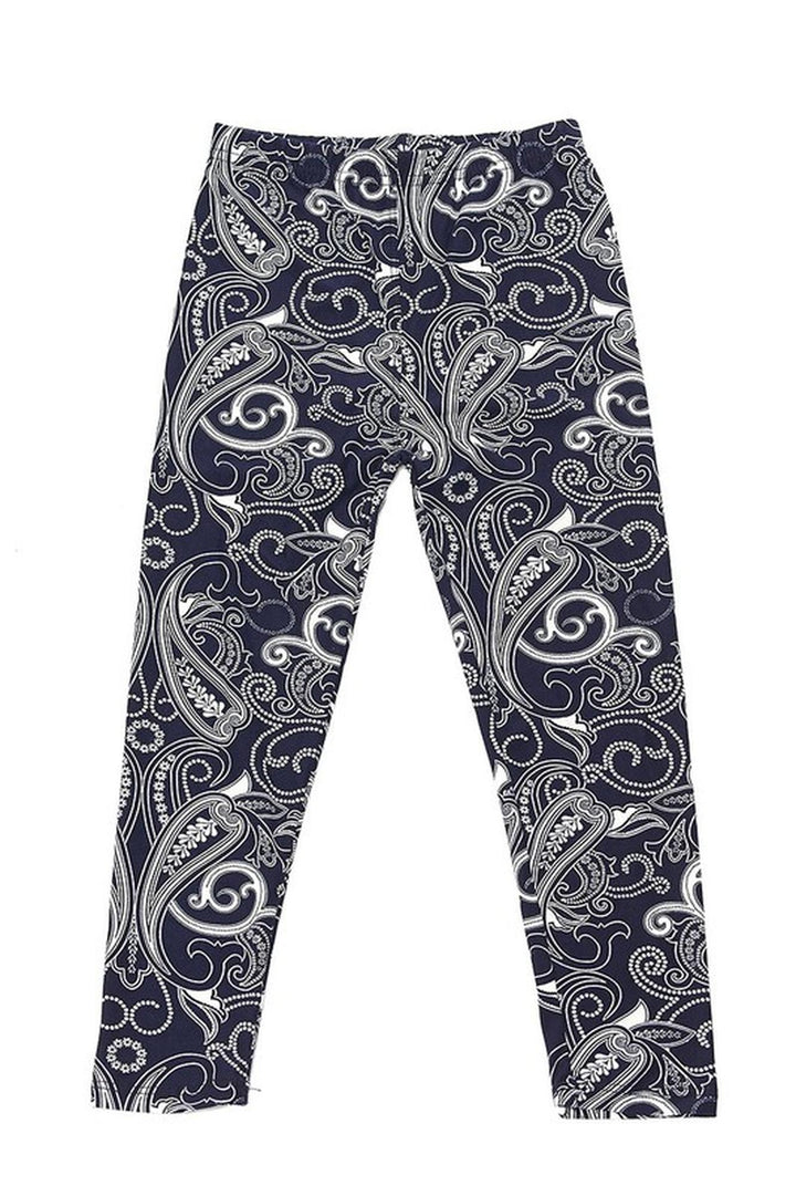 Buttery Soft Navy Paisley Kids Leggings