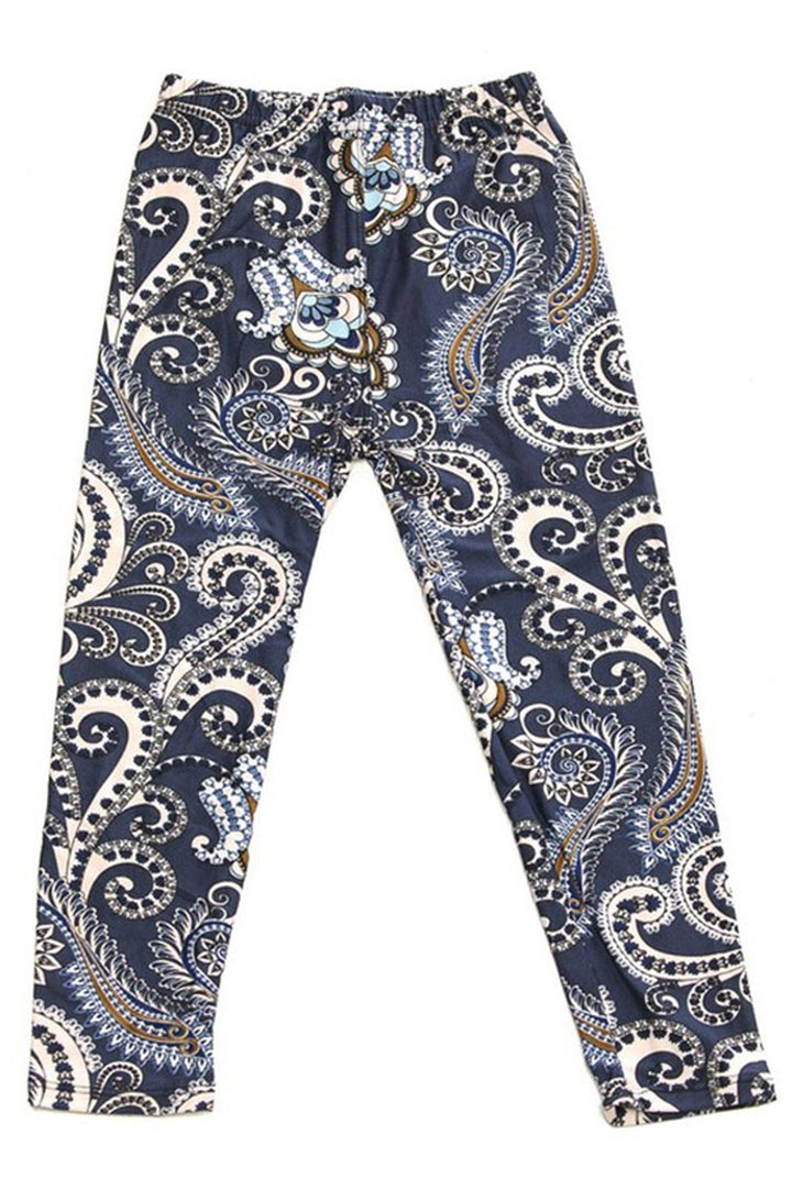 Buttery Soft Navy Paisley Kids Leggings