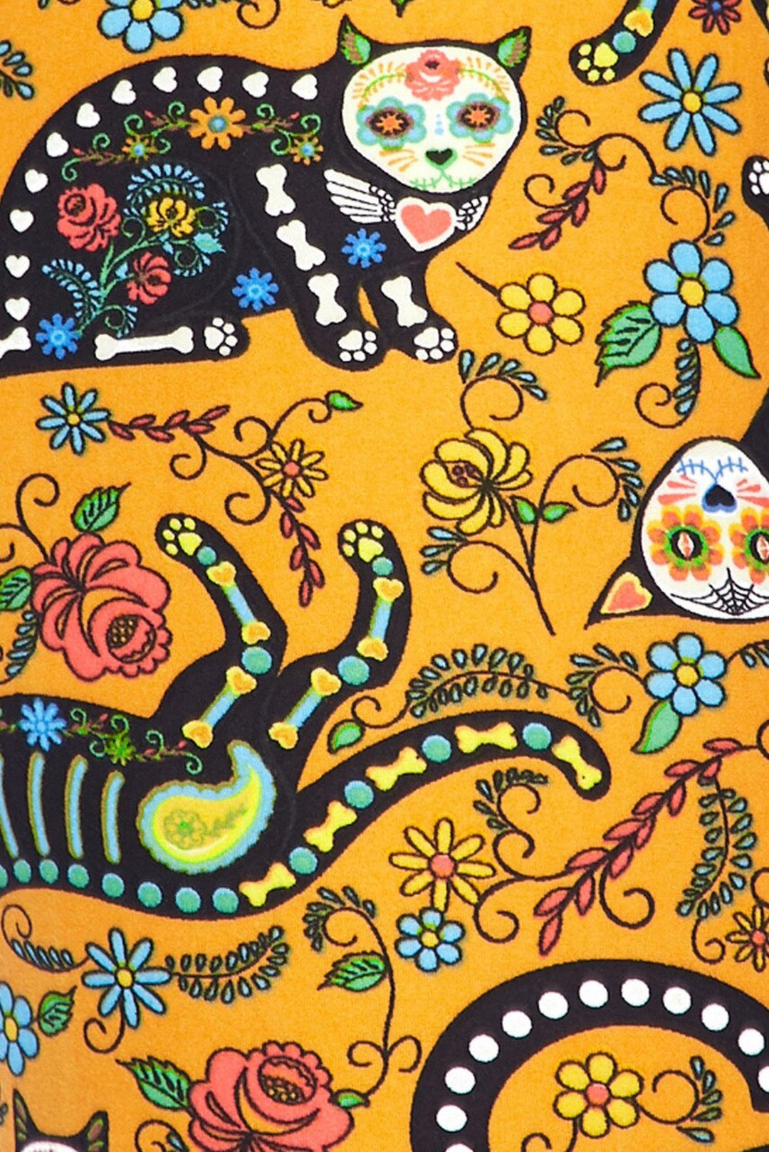 Buttery Soft Kitty Cat Mustard Sugar Skull Kids Leggings