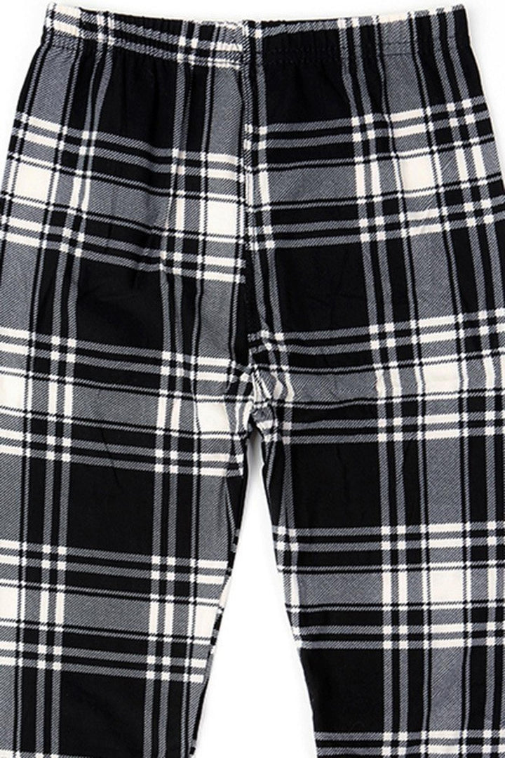 Buttery Soft White Plaid Kids Leggings