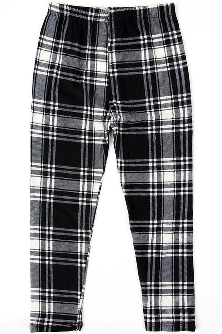 Buttery Soft White Plaid Kids Leggings