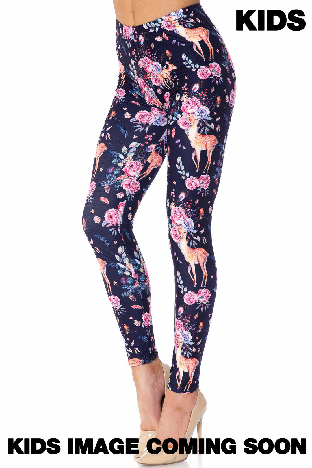 Creamy Soft Woodland Floral Fawn Kids Leggings - USA Fashion