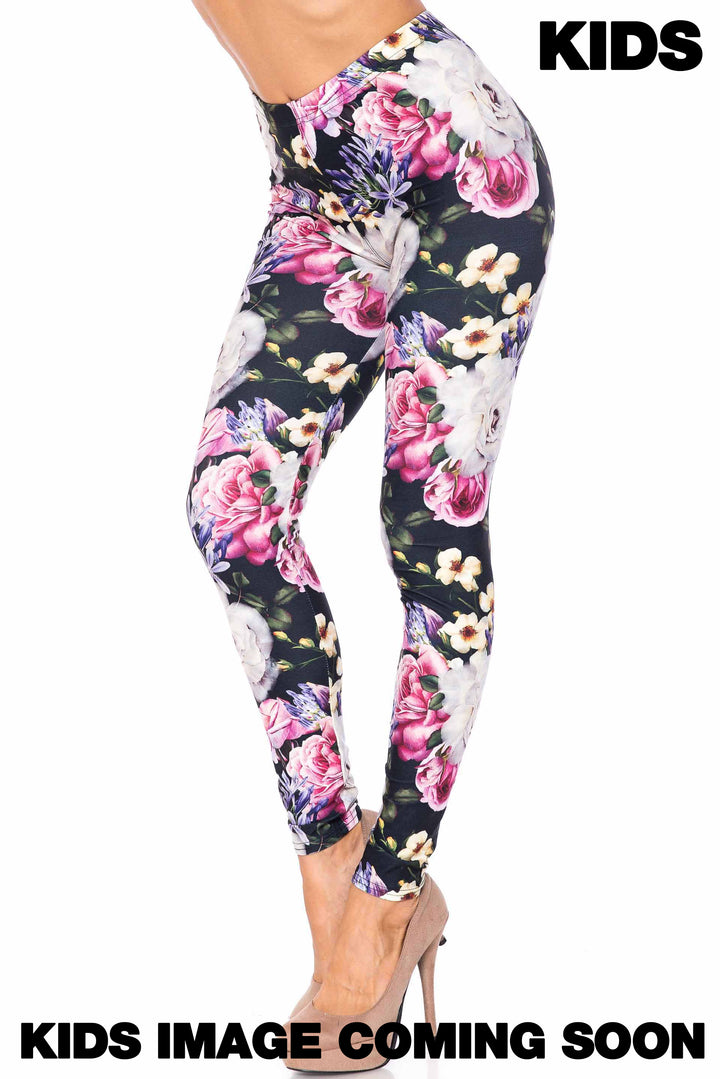 Creamy Soft Floral Garden Bouquet Kids Leggings - USA Fashion