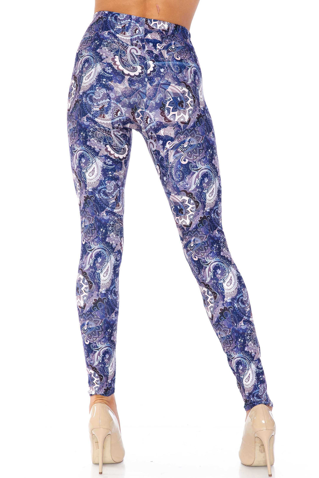 Creamy Soft Indigo Blue Paisley Kids Leggings - USA Fashion