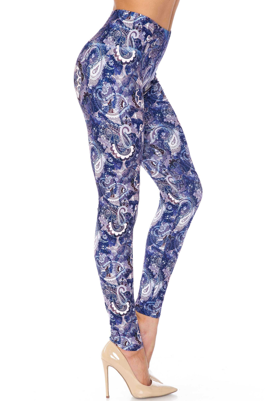 Creamy Soft Indigo Blue Paisley Kids Leggings - USA Fashion
