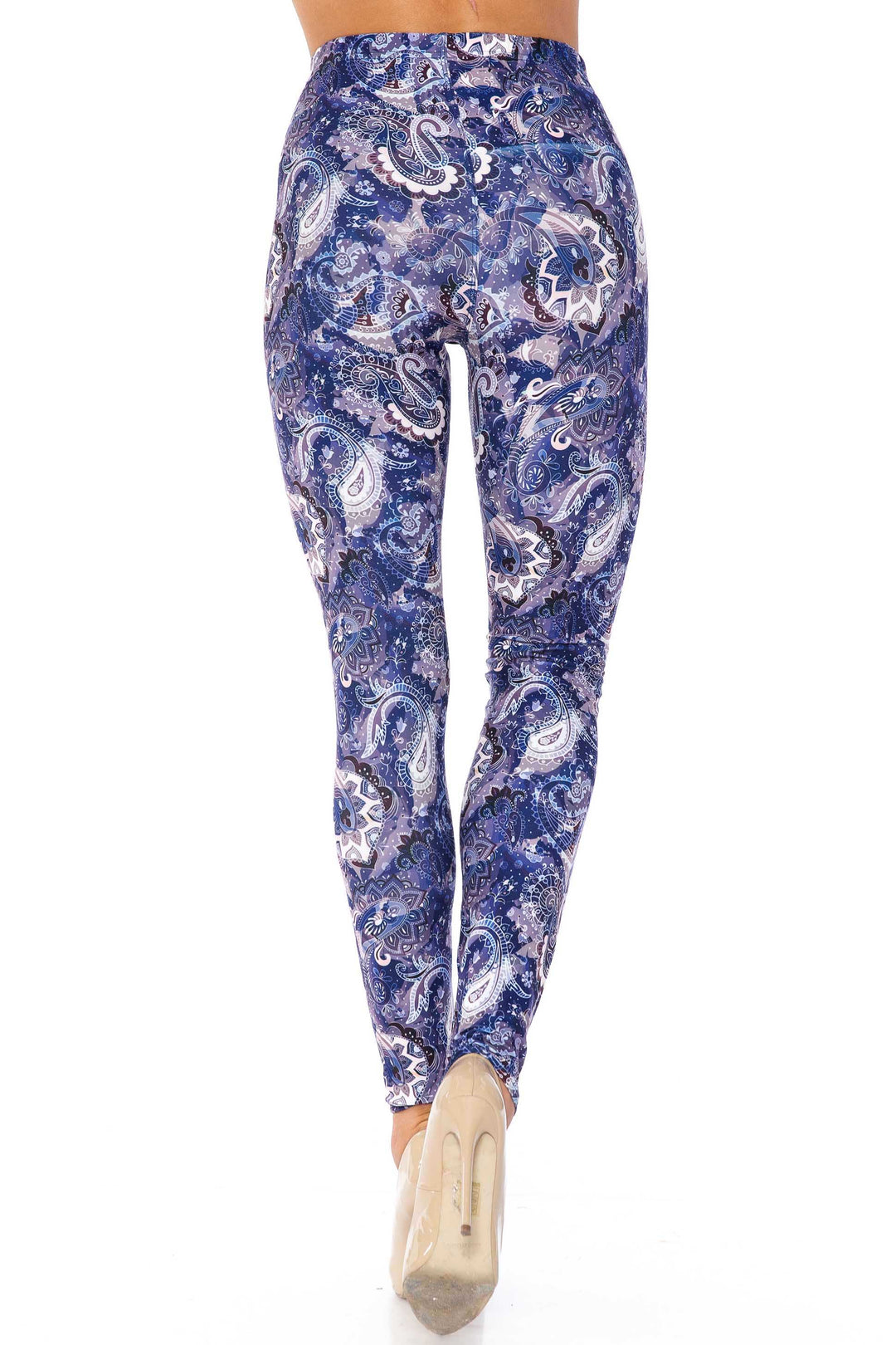 Creamy Soft Indigo Blue Paisley Kids Leggings - USA Fashion