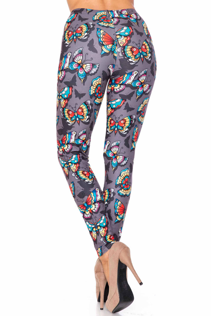Creamy Soft Jewel Tone Butterfly Kids Leggings - USA Fashion