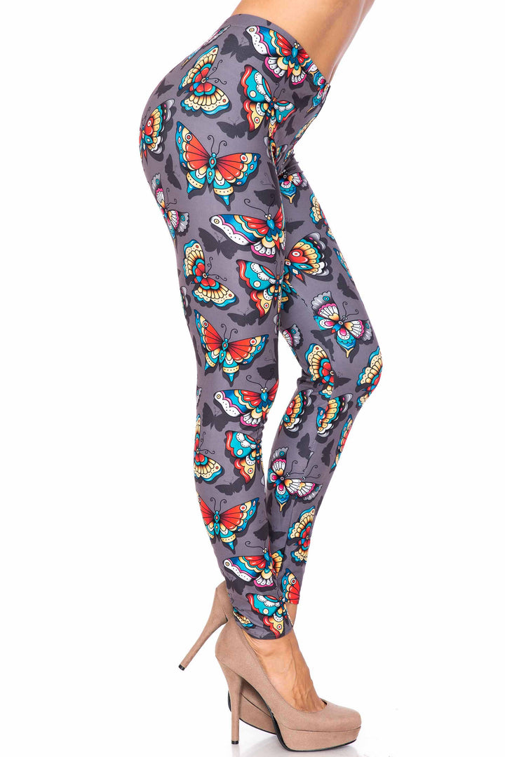 Creamy Soft Jewel Tone Butterfly Kids Leggings - USA Fashion