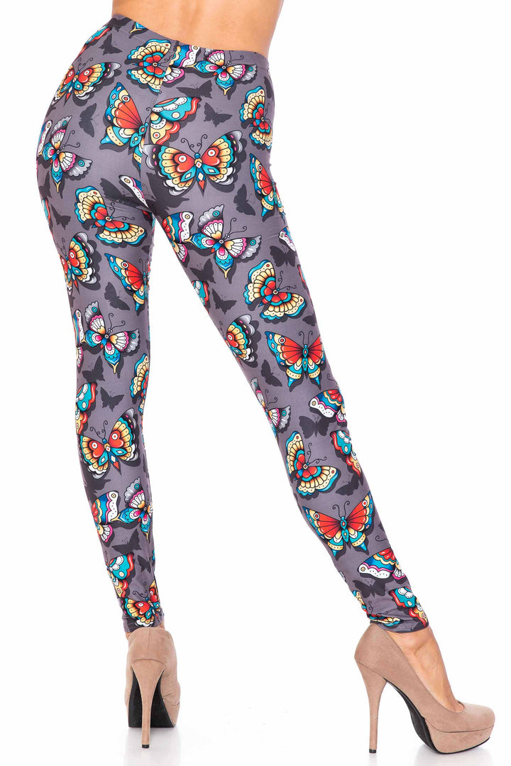 Creamy Soft Jewel Tone Butterfly Kids Leggings - USA Fashion