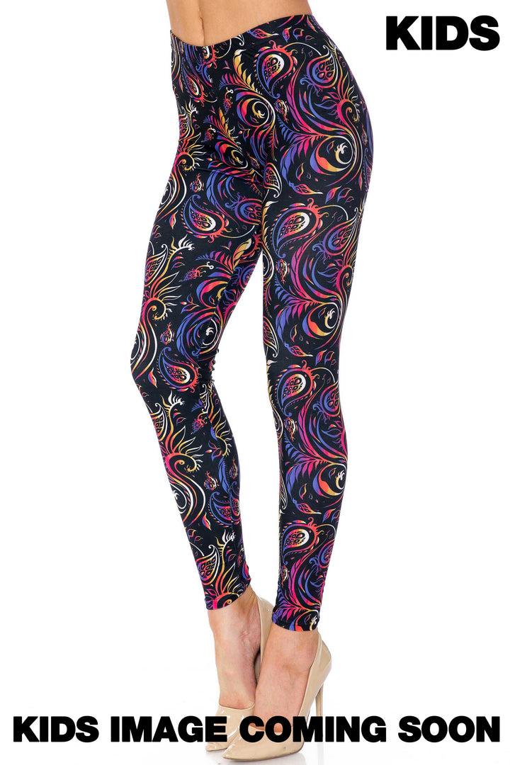 Creamy Soft Ombre Paisley Swirl Kids Leggings - USA Fashion