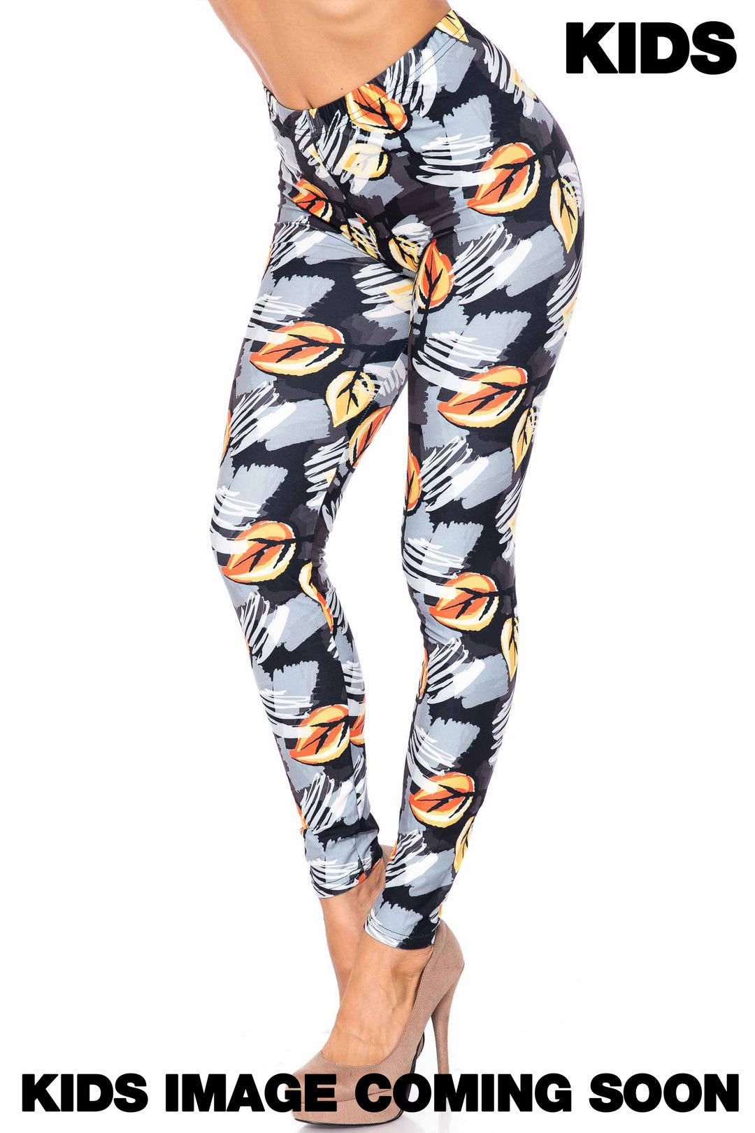 Creamy Soft Orange Leaf Breeze Kids Leggings - USA Fashion