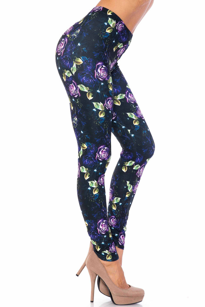 Creamy Soft Purple and Violet Rose Kids Leggings - USA Fashion