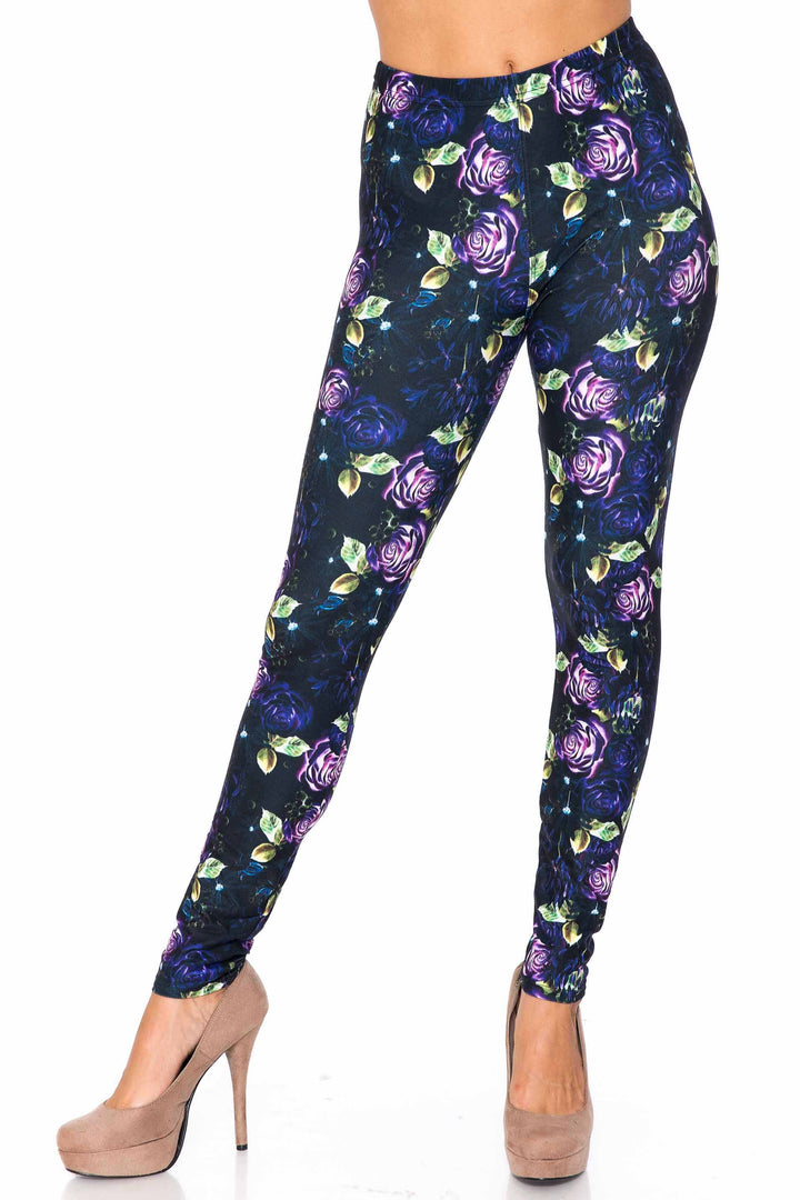 Creamy Soft Purple and Violet Rose Kids Leggings - USA Fashion