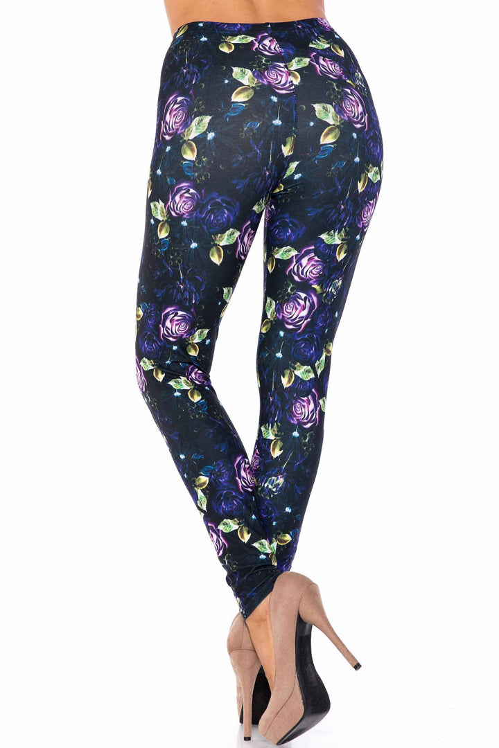 Creamy Soft Purple and Violet Rose Kids Leggings - USA Fashion