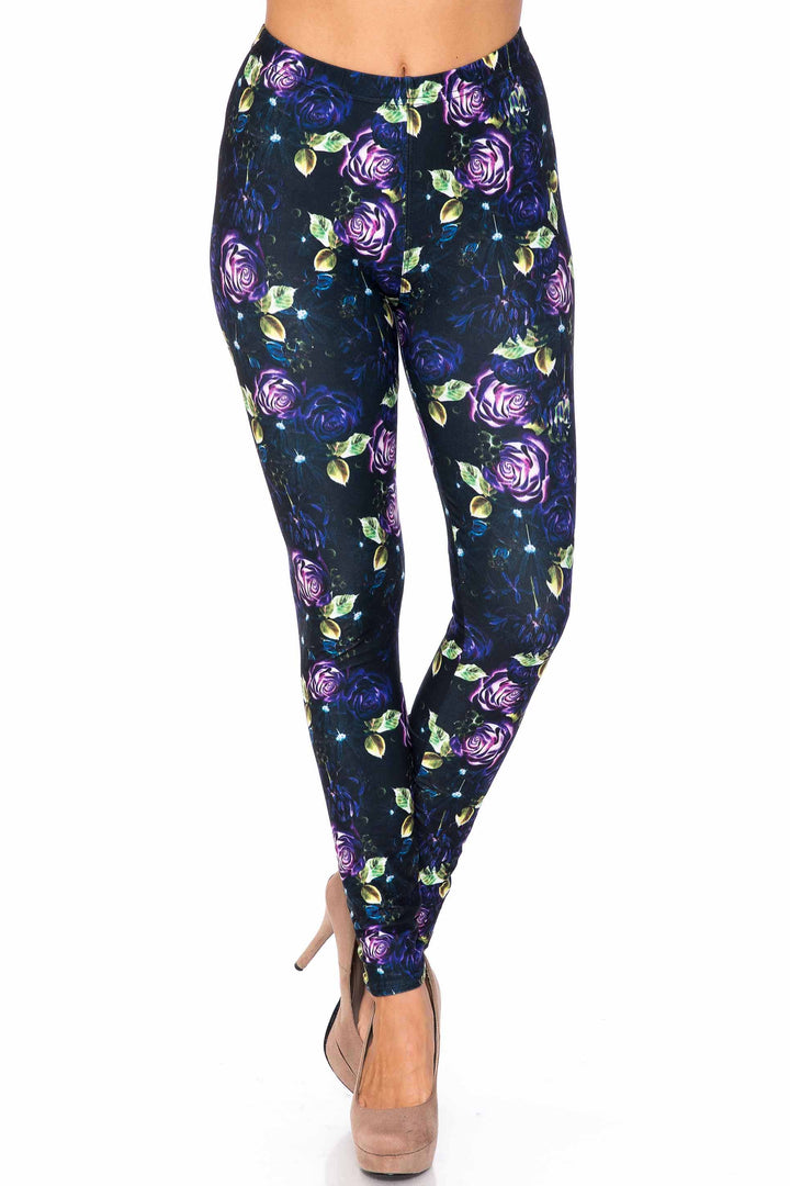 Creamy Soft Purple and Violet Rose Kids Leggings - USA Fashion