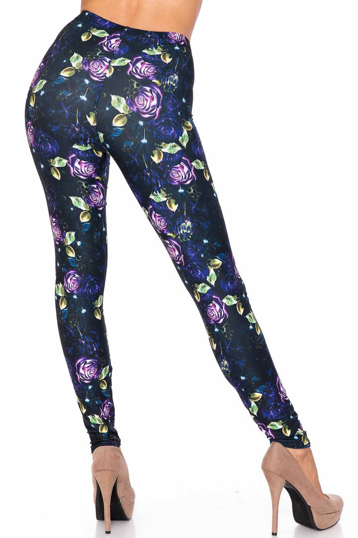 Creamy Soft Purple and Violet Rose Kids Leggings - USA Fashion