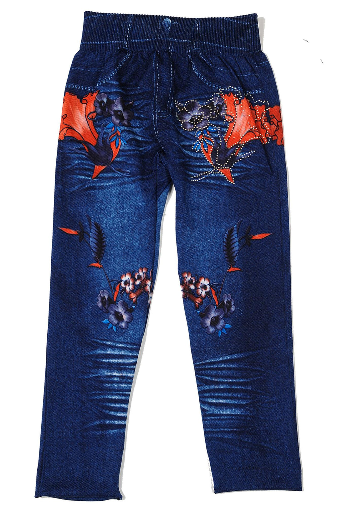 Buttery Soft Blooming Floral Faux Denim Kids Leggings