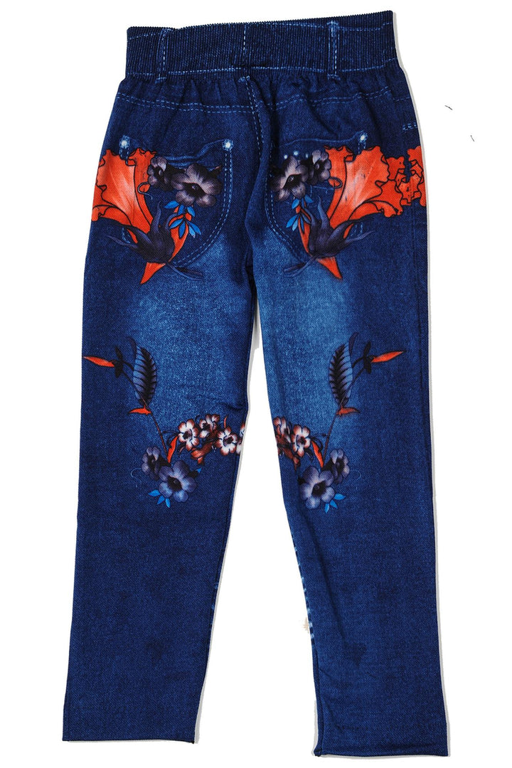 Buttery Soft Blooming Floral Faux Denim Kids Leggings