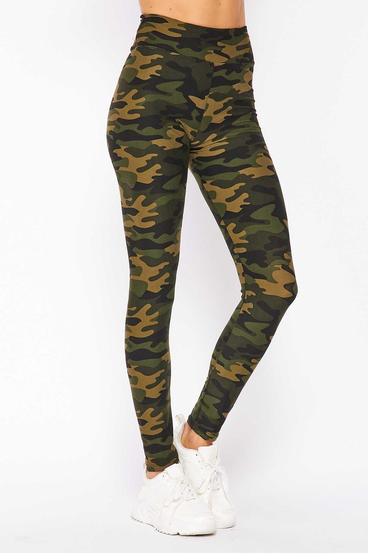 Buttery Smooth Olive Green Camouflage High Waist Leggings