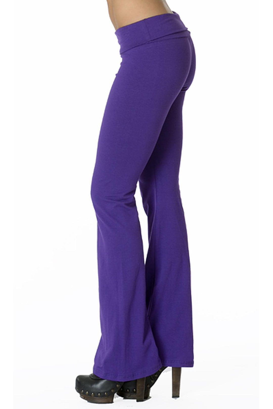 USA Solid Cotton Plus Size Flare Yoga Leggings