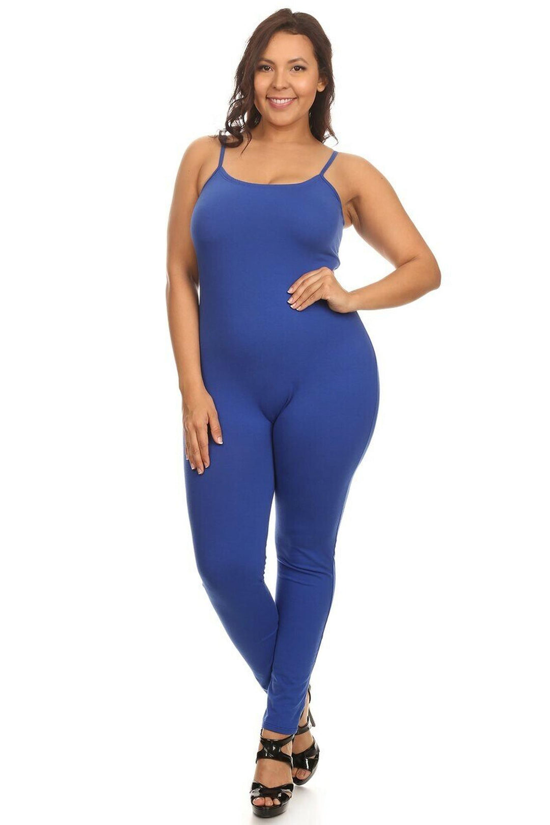 USA Basic Cotton Spaghetti Strap Plus Size Jumpsuit