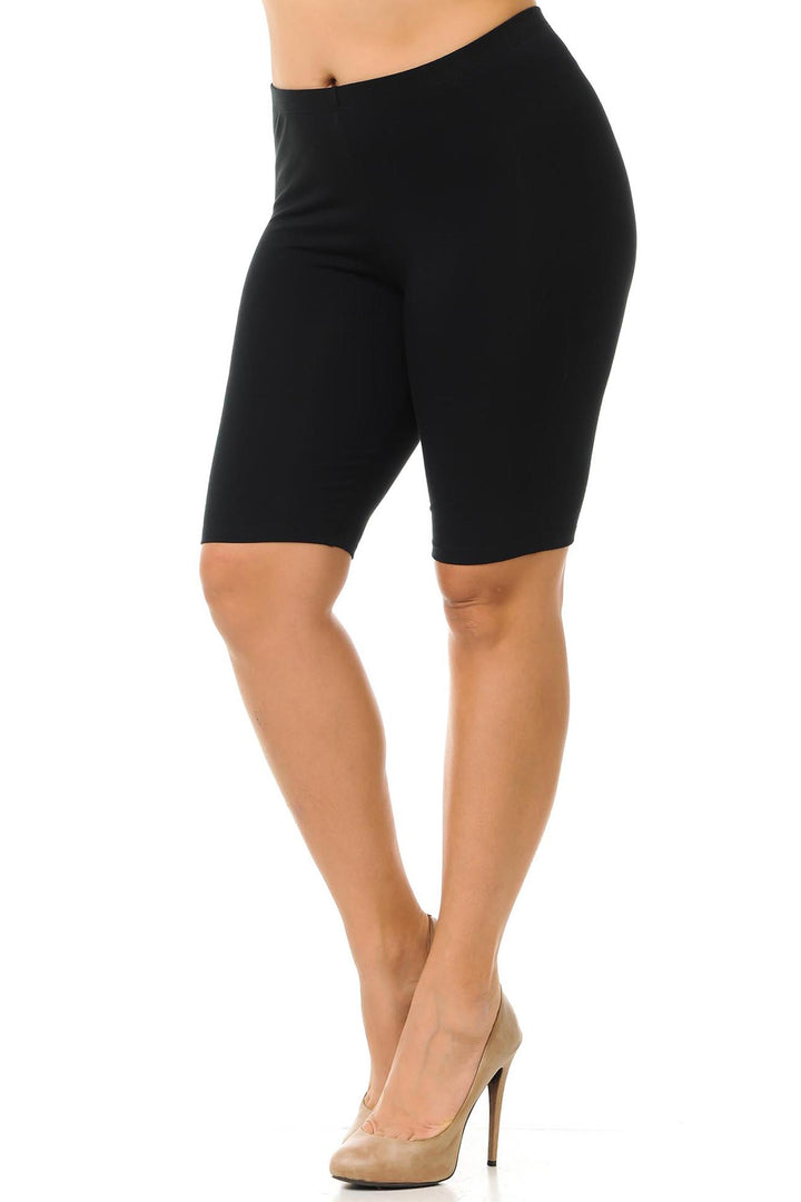 USA Basic Cotton Plus Size Thigh Shorts - Bermuda Shorts