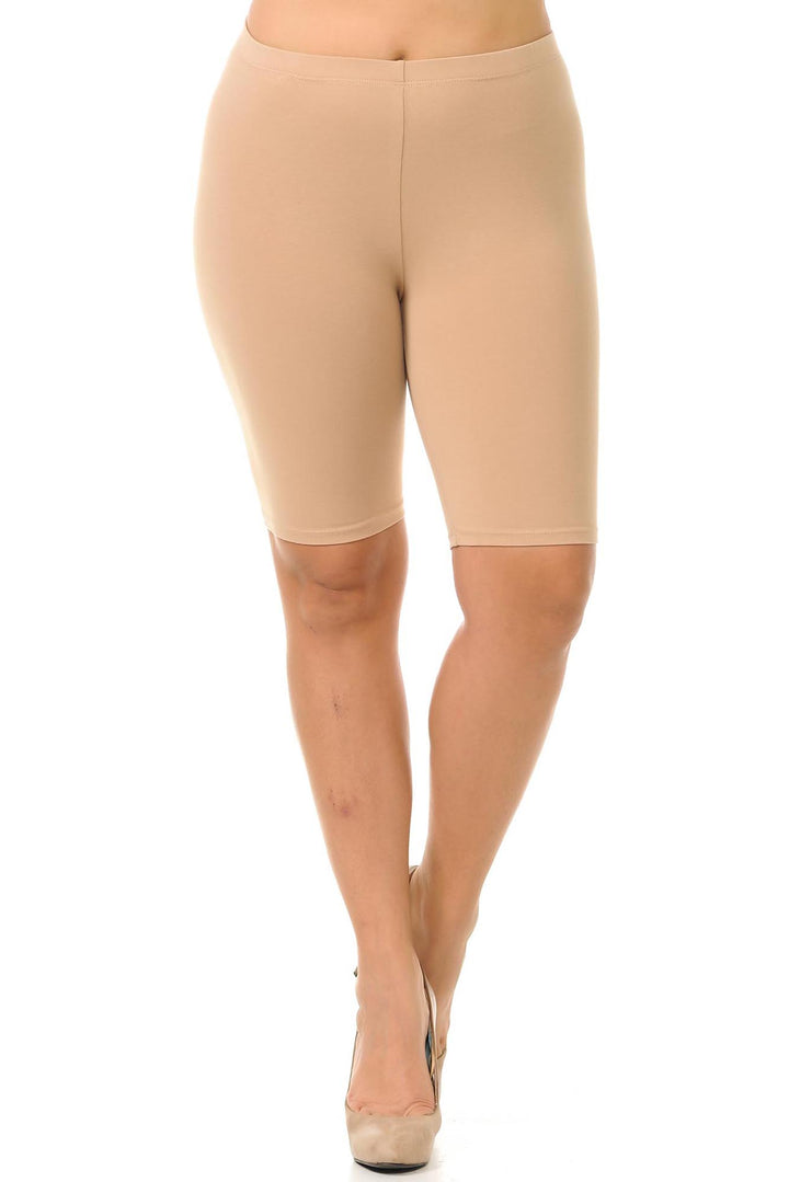 USA Basic Cotton Plus Size Thigh Shorts - Bermuda Shorts