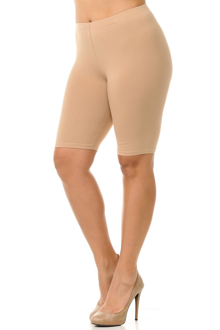 USA Basic Cotton Plus Size Thigh Shorts - Bermuda Shorts