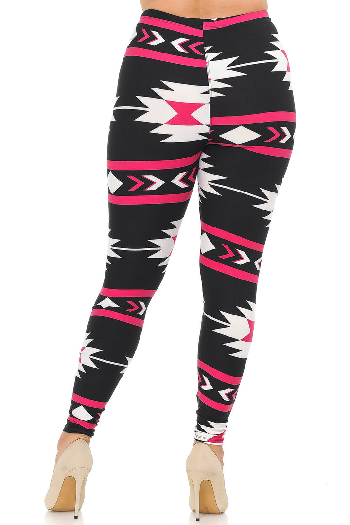 Buttery Smooth Magenta Aztec Tribal Plus Size Leggings