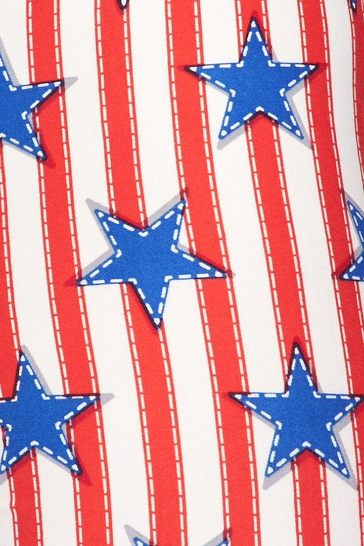 Buttery Soft Vertical Stars on Stripes Plus Size Capris